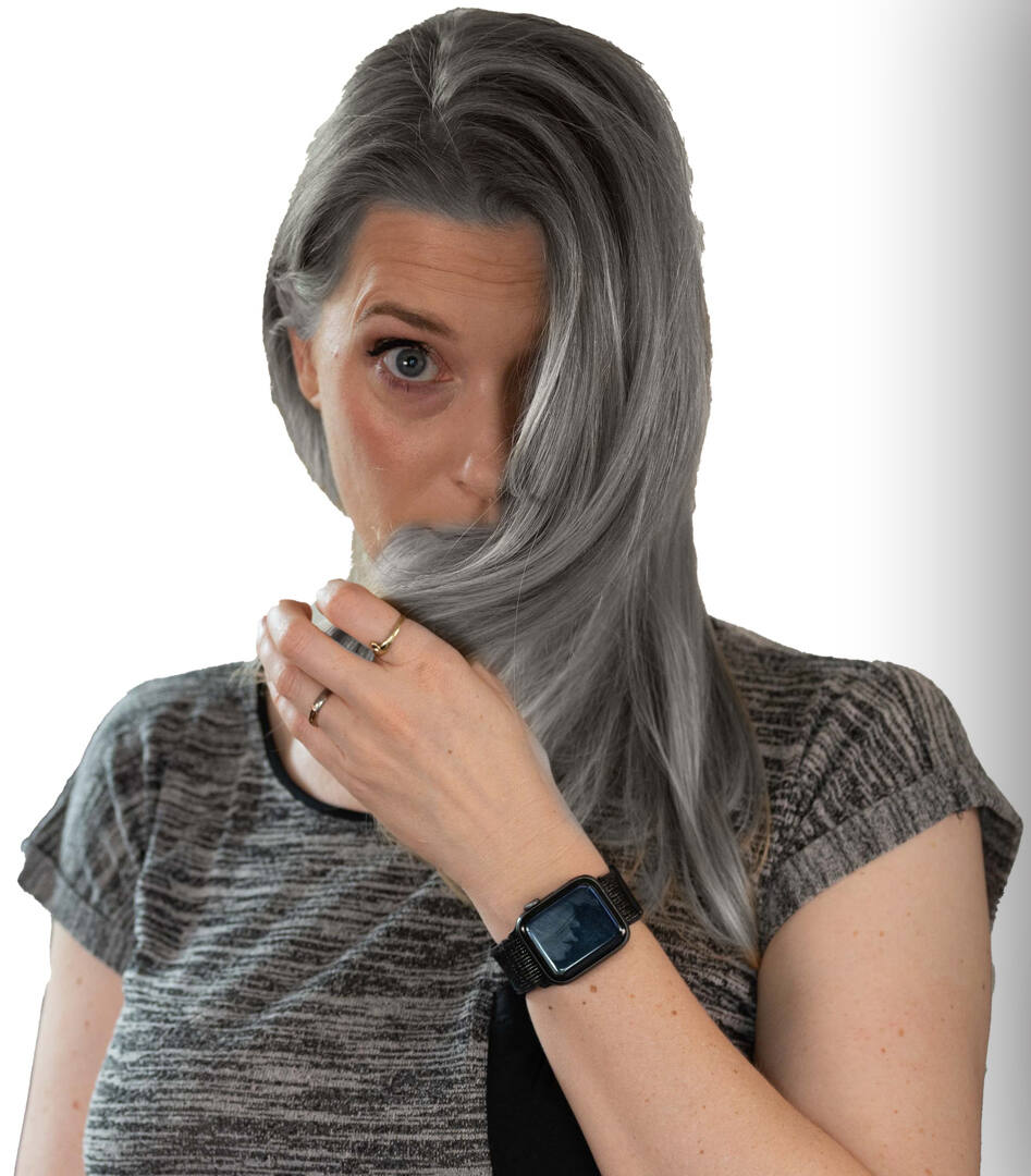 Woman with grey hair