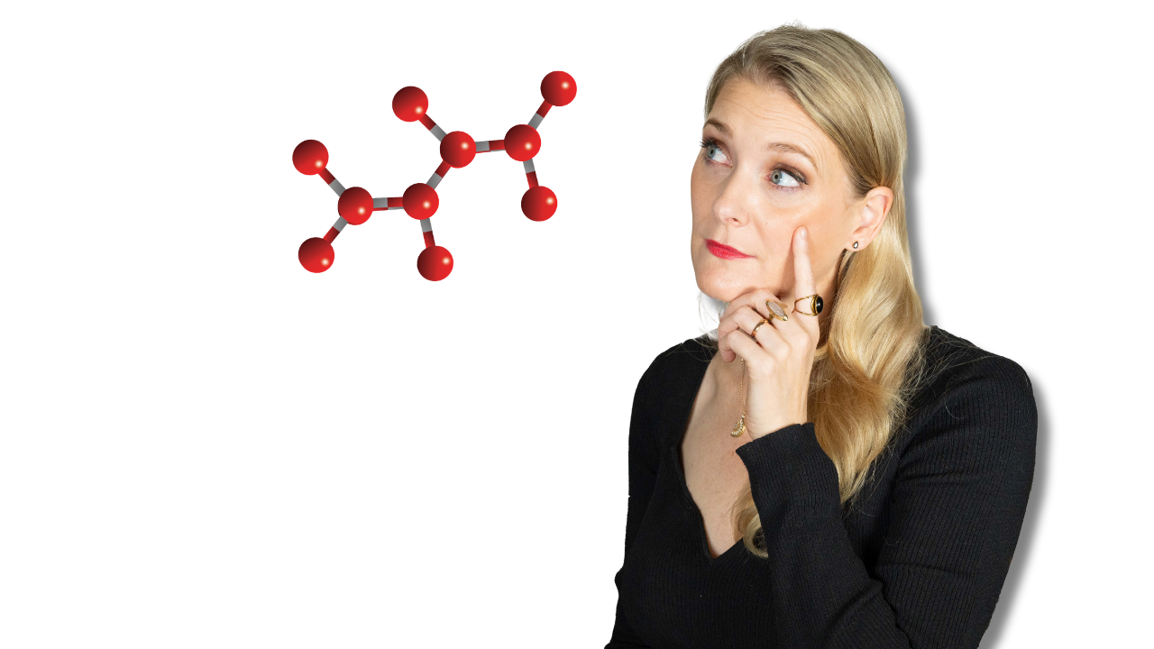 Woman looking sceptical at a Growth Factor Molecule