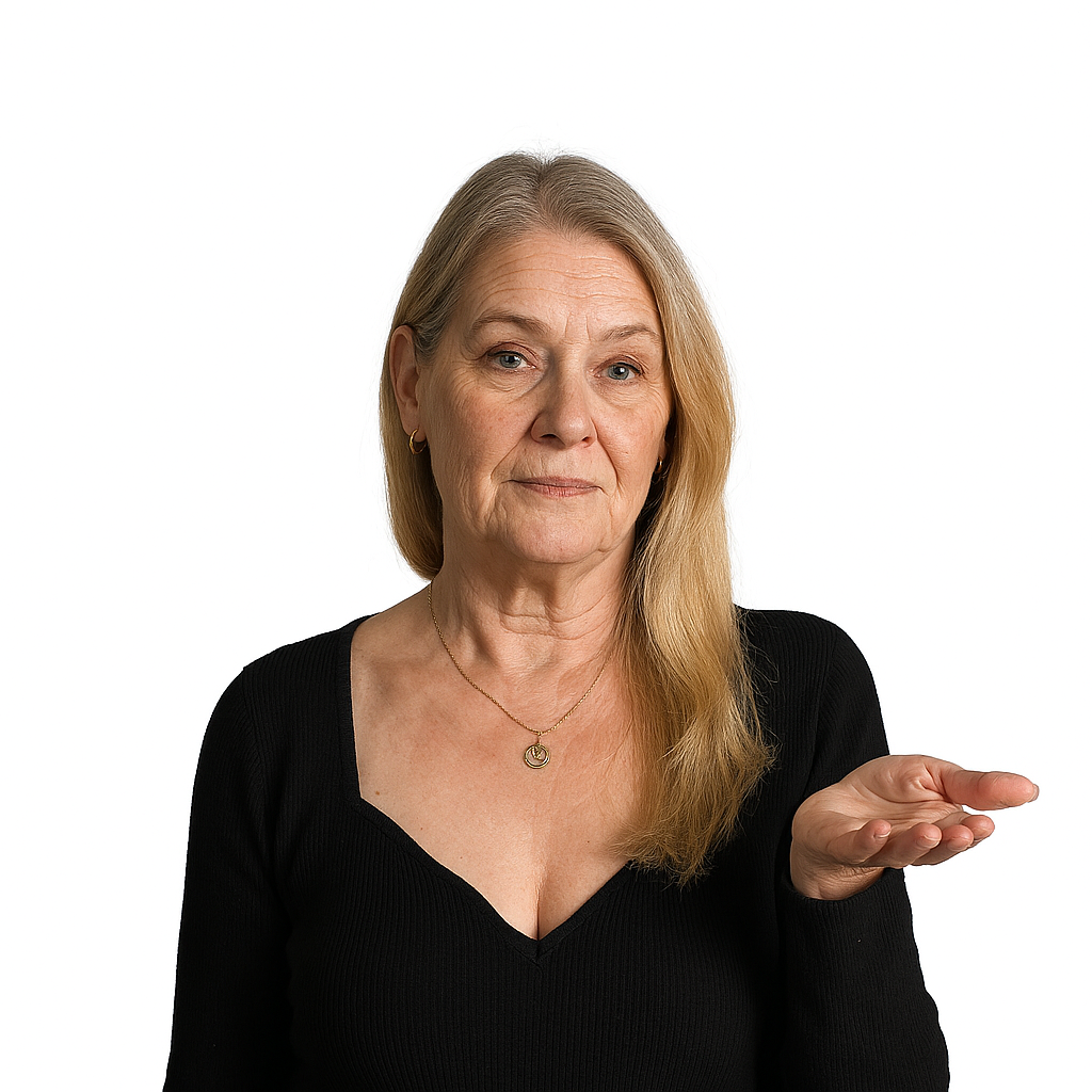 Blonde woman with an aged face